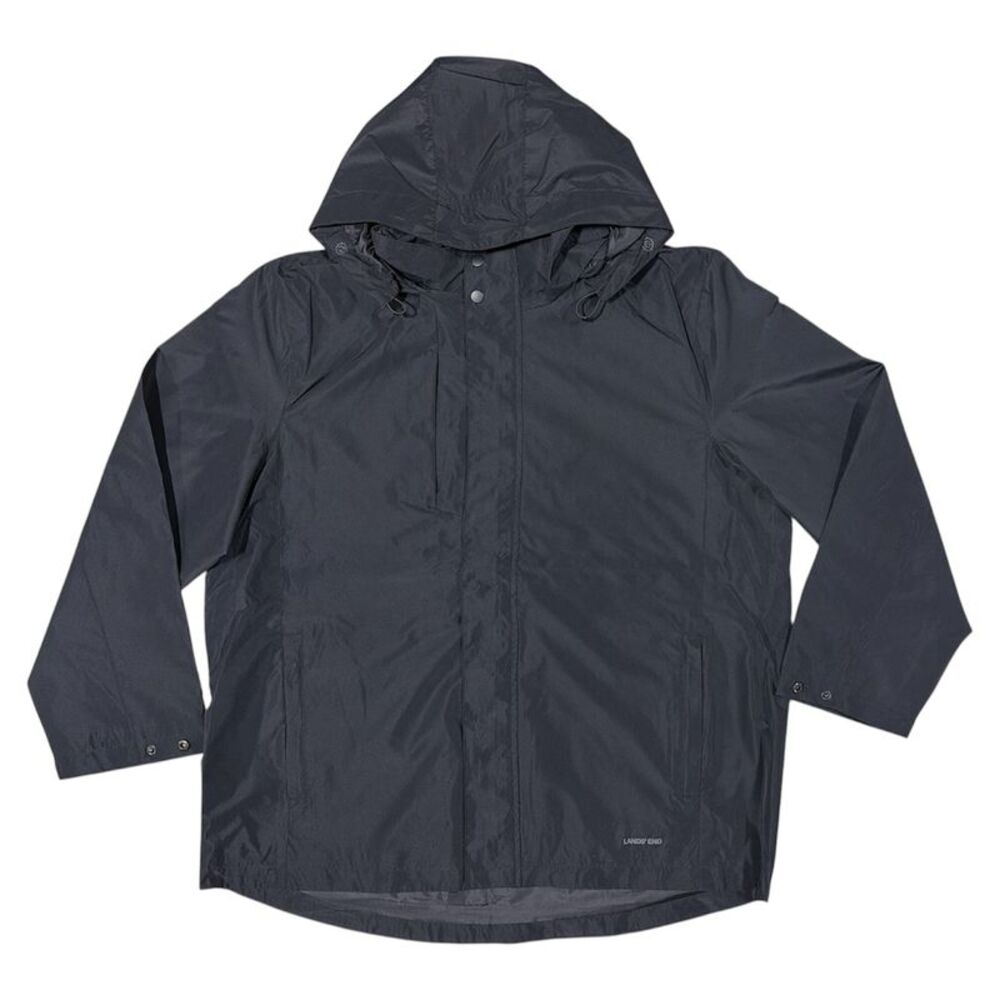 Lands' End Men's Lightweight Breathable Regular Fit Rain Jacket - Black - Picture 1 of 3
